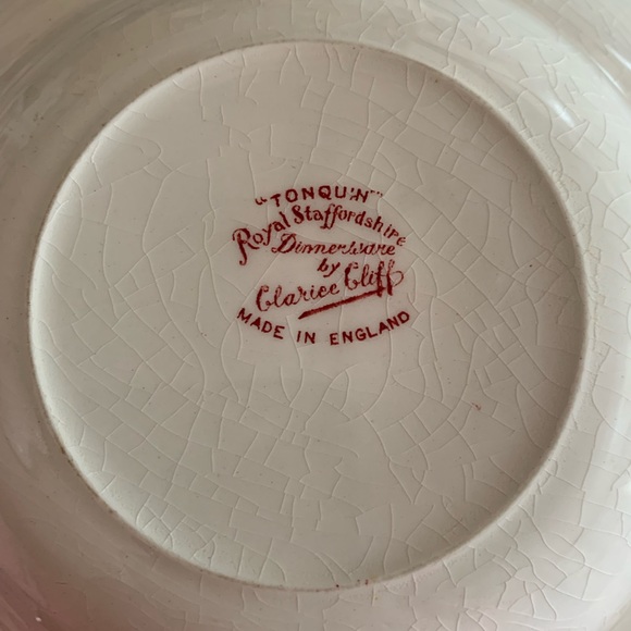 Royal Staffordshire Pottery Clarice Cliff Pink Tonquin Soup Bowl England - Picture 8 of 8